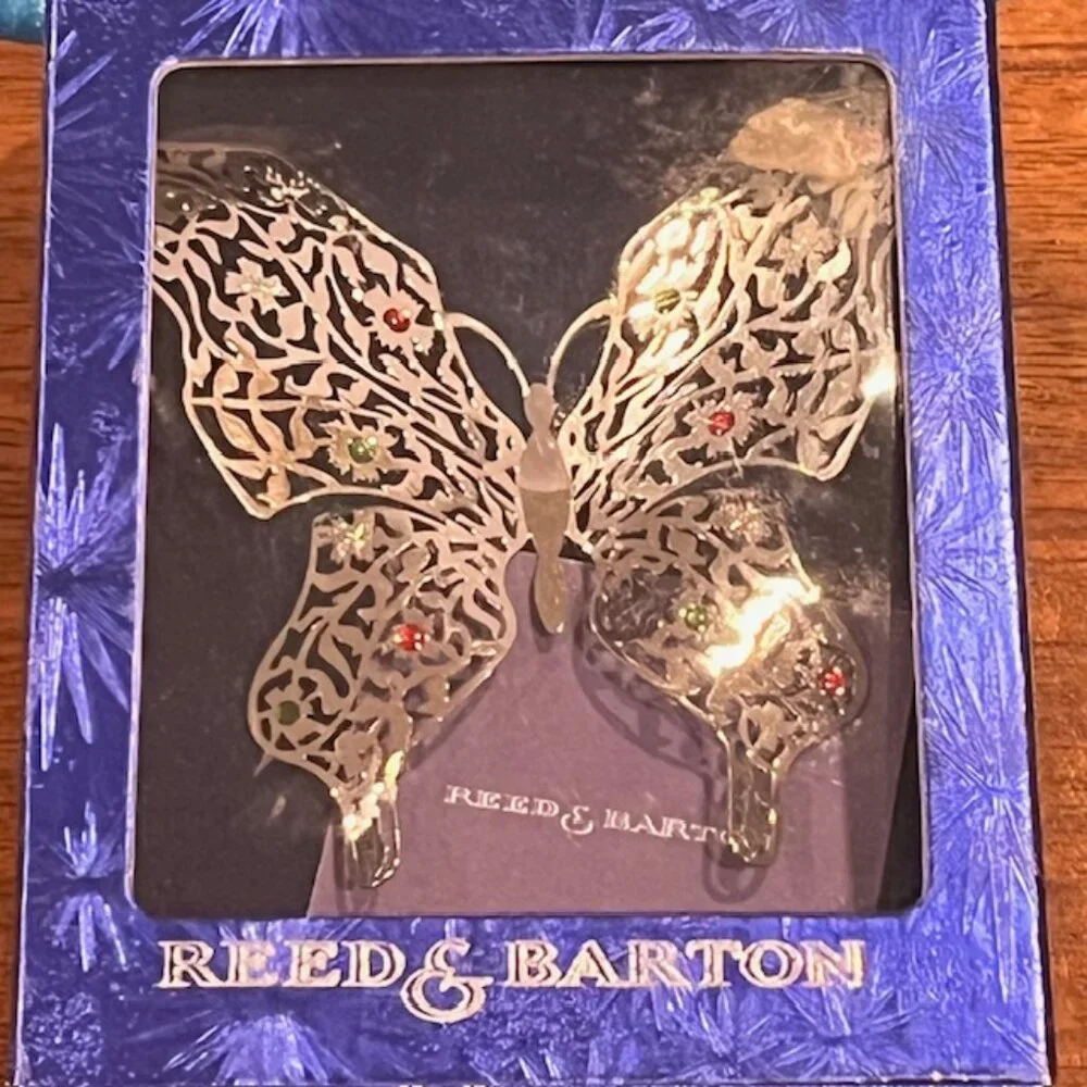 Reed & Barton Silverplate Jeweled Butterfly Ornament